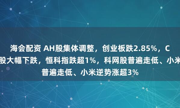 海会配资 AH股集体调整，创业板跌2.85%，CPO等AI硬件股大幅下跌，恒科指跌超1%，科网股普遍走低、小米逆势涨超3%